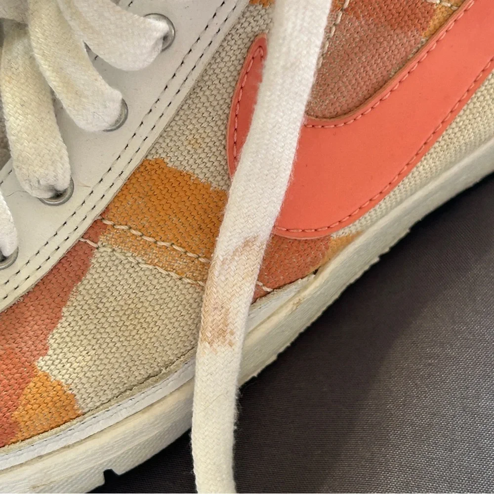 Nike Blazer Mid Plaid Gray Orange Peach Women’s Sz 6 Casual Funky Street